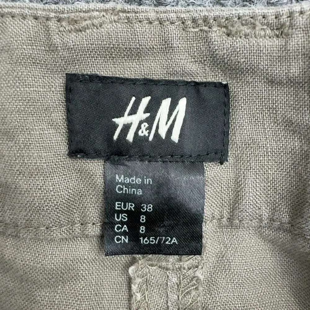 H&M Pants Womens 8 Tan Linen Wide Leg Casual Summer Trousers